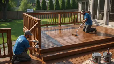 Professional deck staining in Arlington, TX by Arlington Paint Pros protecting wood from sun and humidity