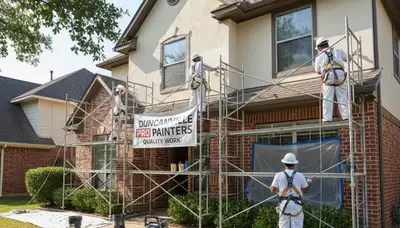 Painting contractors in Arlington, TX preparing a home for a professional exterior paint job