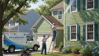 Arlington, TX painters pressure cleaning vinyl siding to remove mold, mildew, and grime