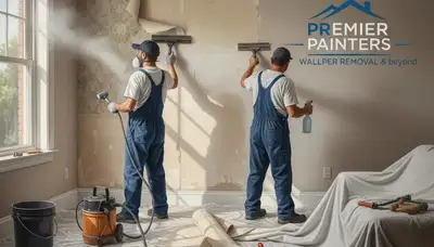 Arlington, TX painters removing wallpaper and prepping walls for painting
